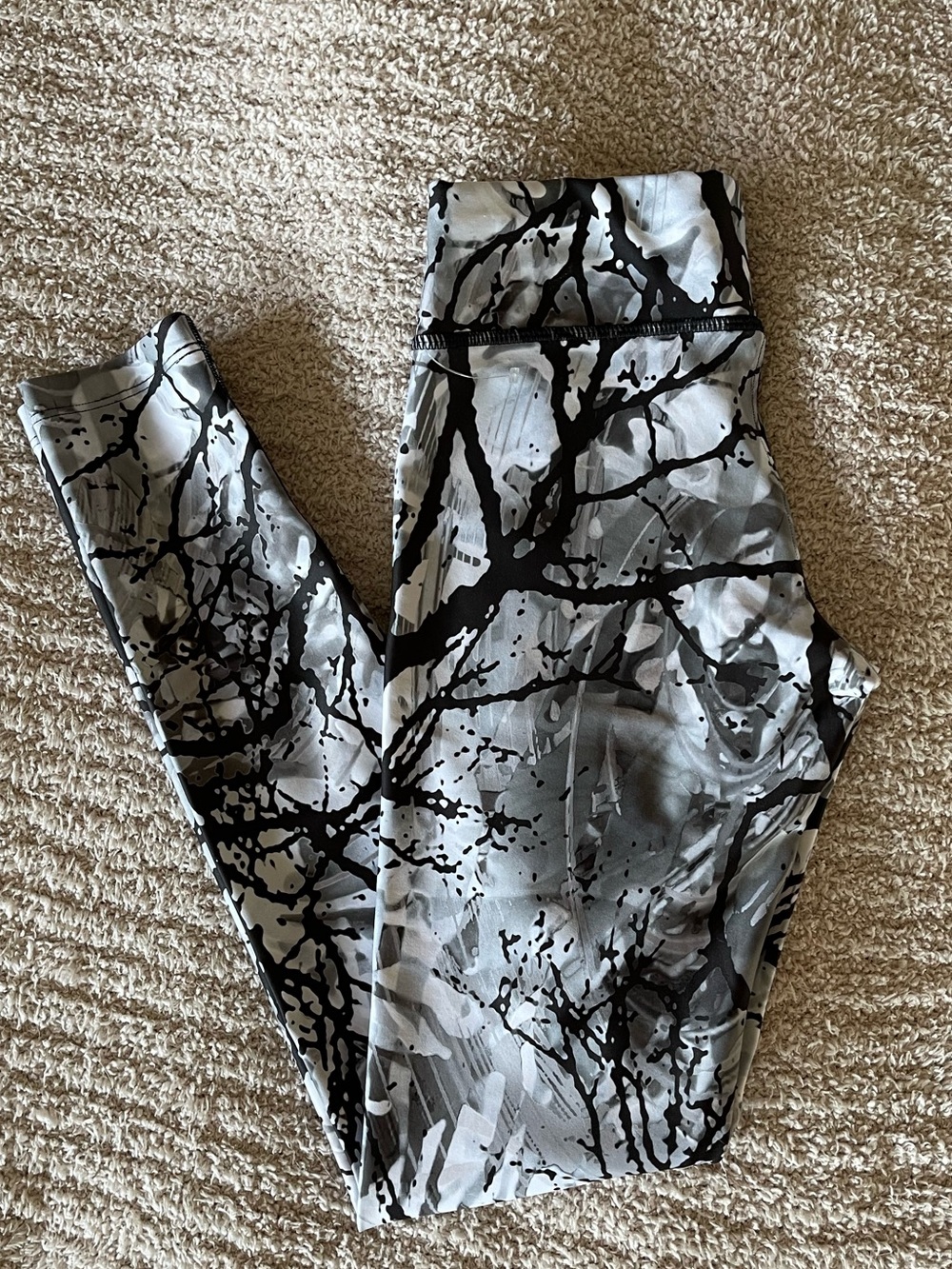 NUX Abstract Paint Splatter Leggings Black White XS